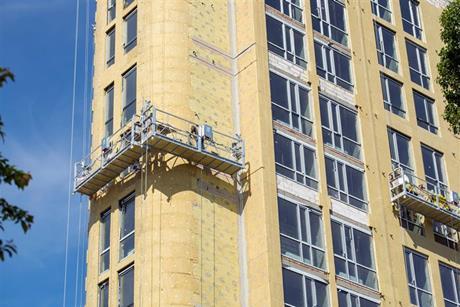 Detail of cradle on a tall building